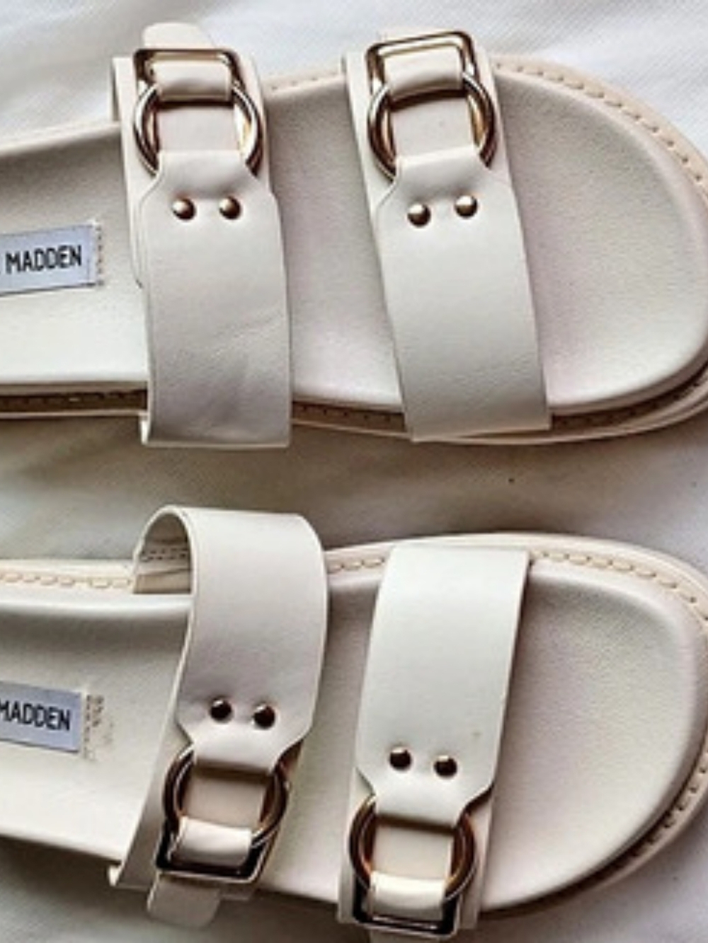 Steve Madden Double Buckle Platform Sandals in White Like New Size 7M